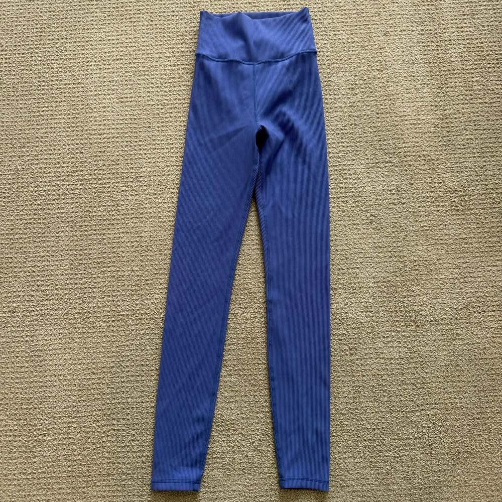 Cara Loren Ribbed High Waisted Active Leggings in Royal Blue